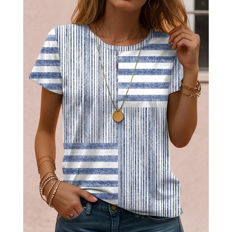 

Women s T Shirt Graphic Geometric Geometry Vintage Stylish Classic Short Sleeve Crew Neck Round Neck Regular Tops Daily Print Red Blue Orange Summer S