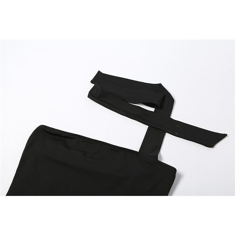 Damen Sommer Hängender Hals Sexy Eine Schulter Schlank Holz Ohrring Kleider