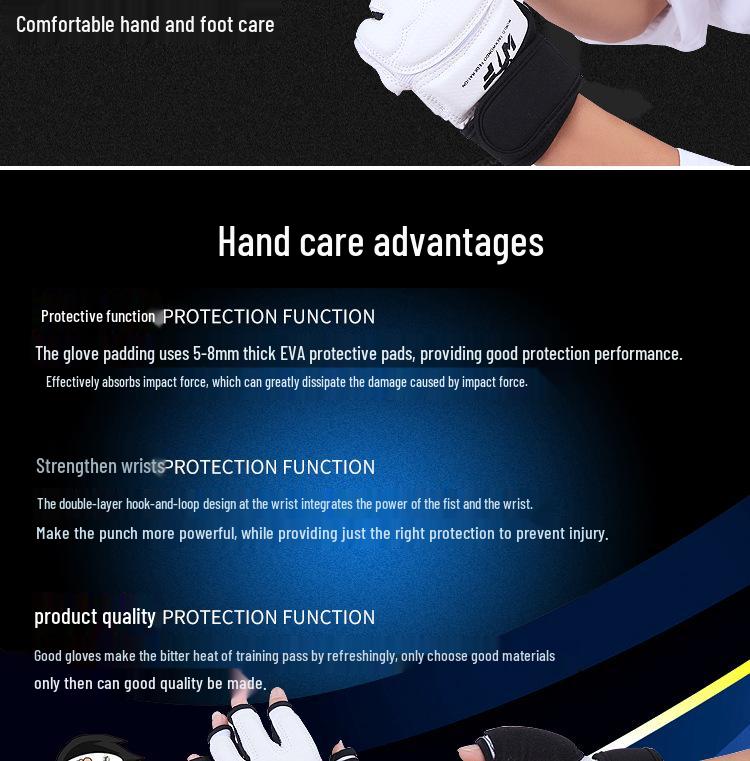 Adult & Child Taekwondo Half-Finger Protective Gloves & Foot Guards Set for Training & Competition