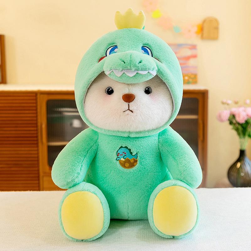 Stuffed Animals Cartoon Charming Bear Turn Into Dinosaur Unicorn Panda Plush Toys Soft Dolls for Birthday Christmas Gif Decor
