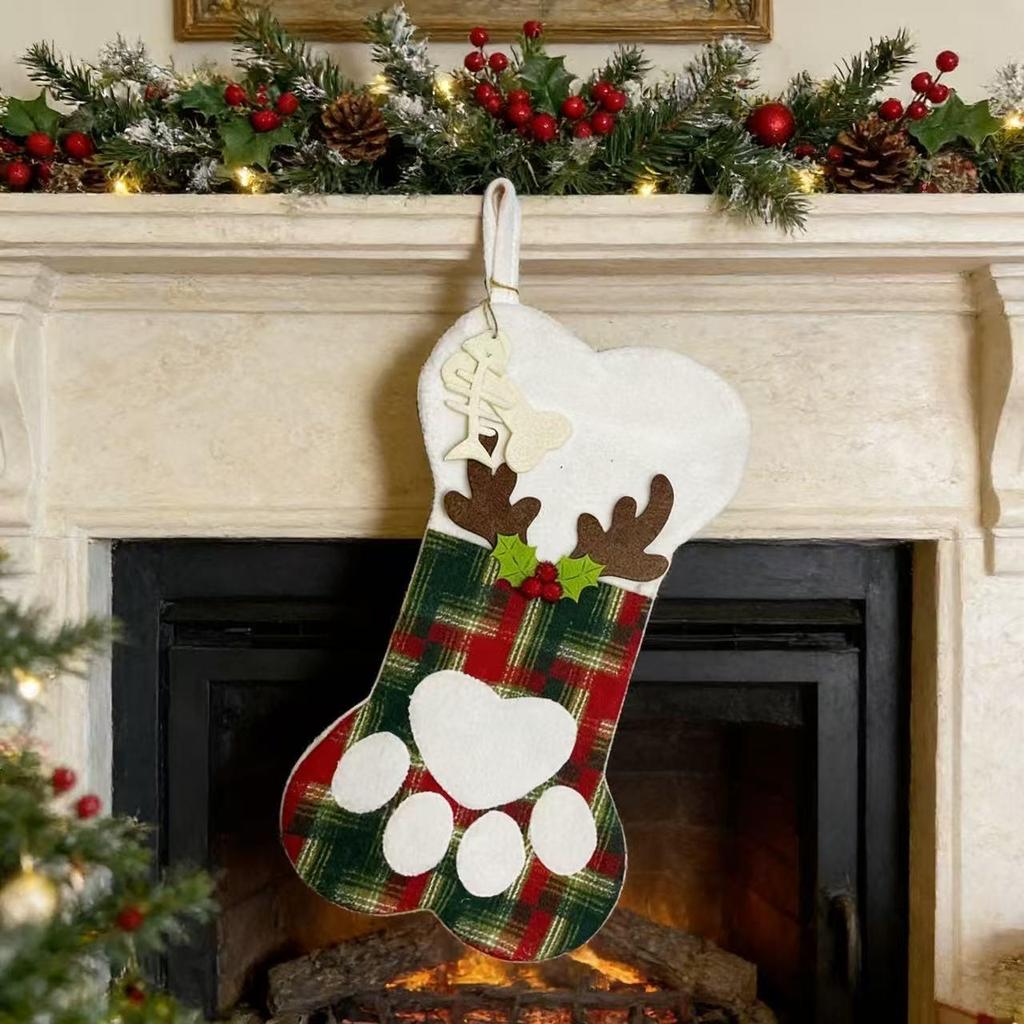 Antler Bones Christmas Stocking & Ornament Gift Bag for Tree Decorations & Candy Gifts