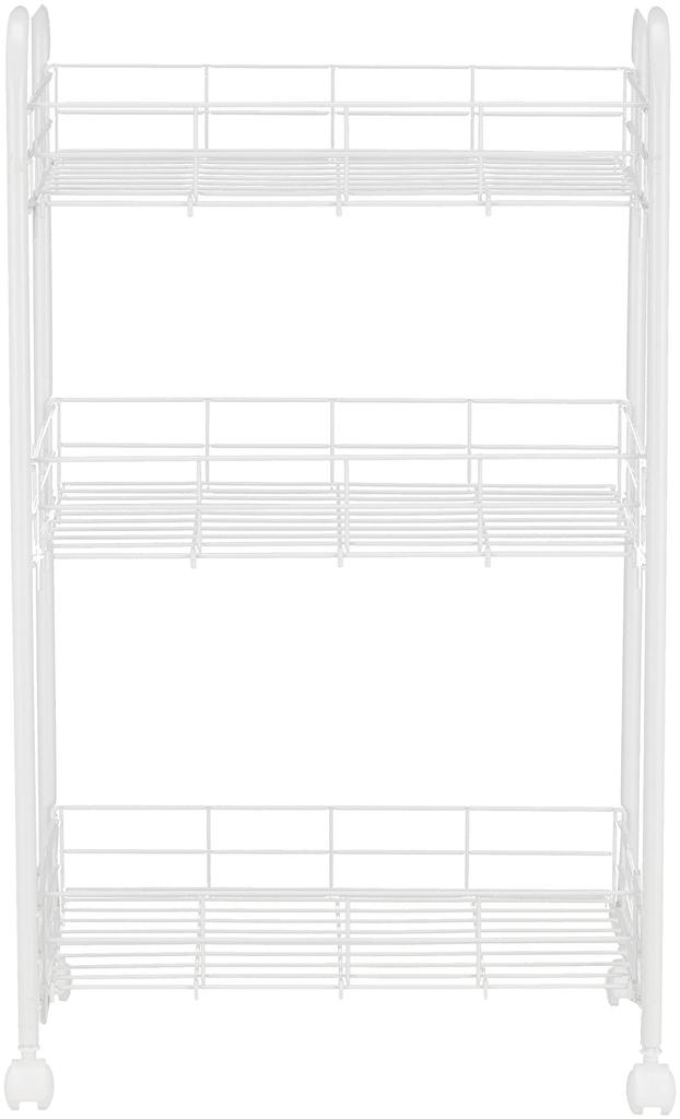 Wahei freiz Storage Rack, 3 Tiers with Casters, White, Multi-Rack, Slim Wagon, Kitchen Cart, Style Lab AMG-0518