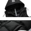 Men's Winter Washed Cotton Vest Large Size Slim Fit Hooded Vest Youth Three Stripes Versatile Sleeveless Jacket