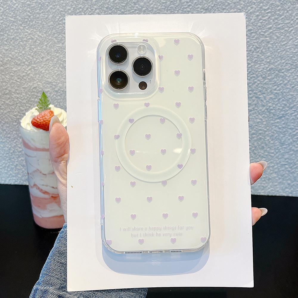 

Cute Full-Screen Heart Bowknot Magnetic Grip Tok Wireless Charge Phone Case for iPhone 16 15 14 13 17 Pro Max For Magsafe Cover iPhone 14