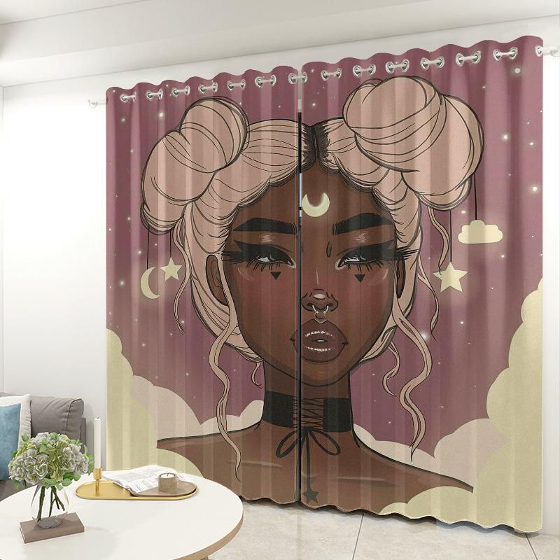 Afroamerykańska Kobieta Tkanina Zasłonowa Sypialnia Salon Balkon Zasłona Zaciemniająca Biuro Hotel Zasłona Izolacyjna