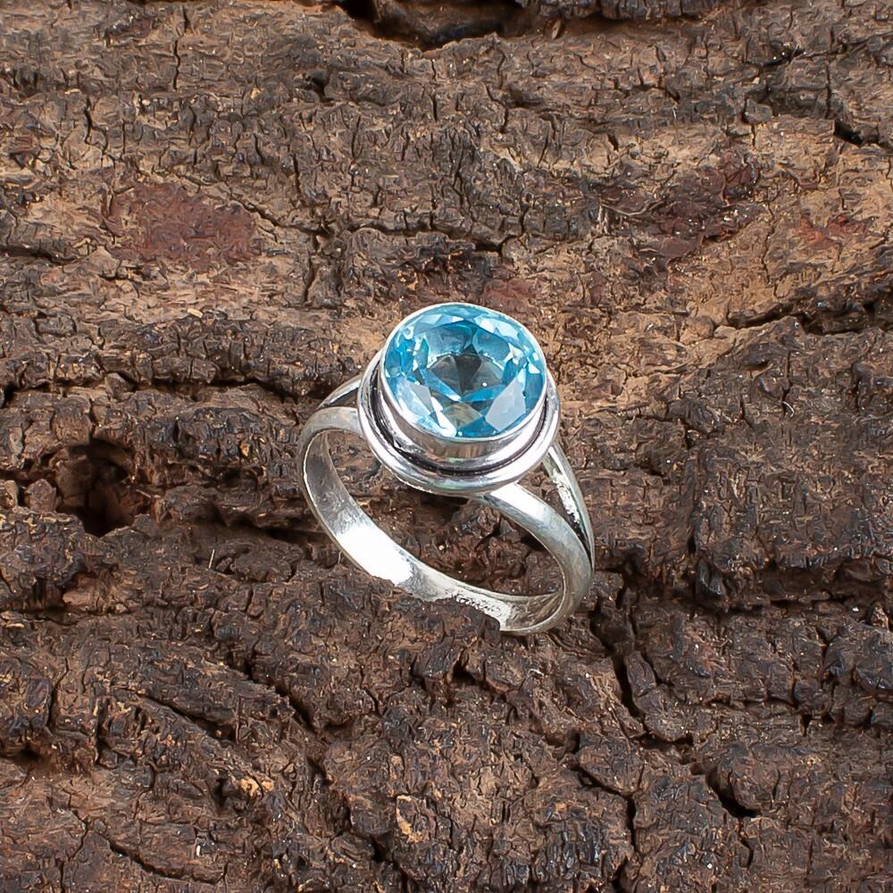 Natural Sky Blue Topaz Gemstone 925 Sterling Silver Jewelry Handmade Boho Ring RR-11-7