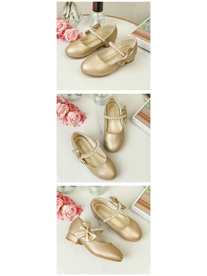 Elegant Girls' White Leather Princess Dance Shoes