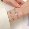 2Pcs/set Stainless Steel Simple Hollow Love Sun Moon Chain Bracelets Temperament Ins Chain Ladies Couple Card Bracelet