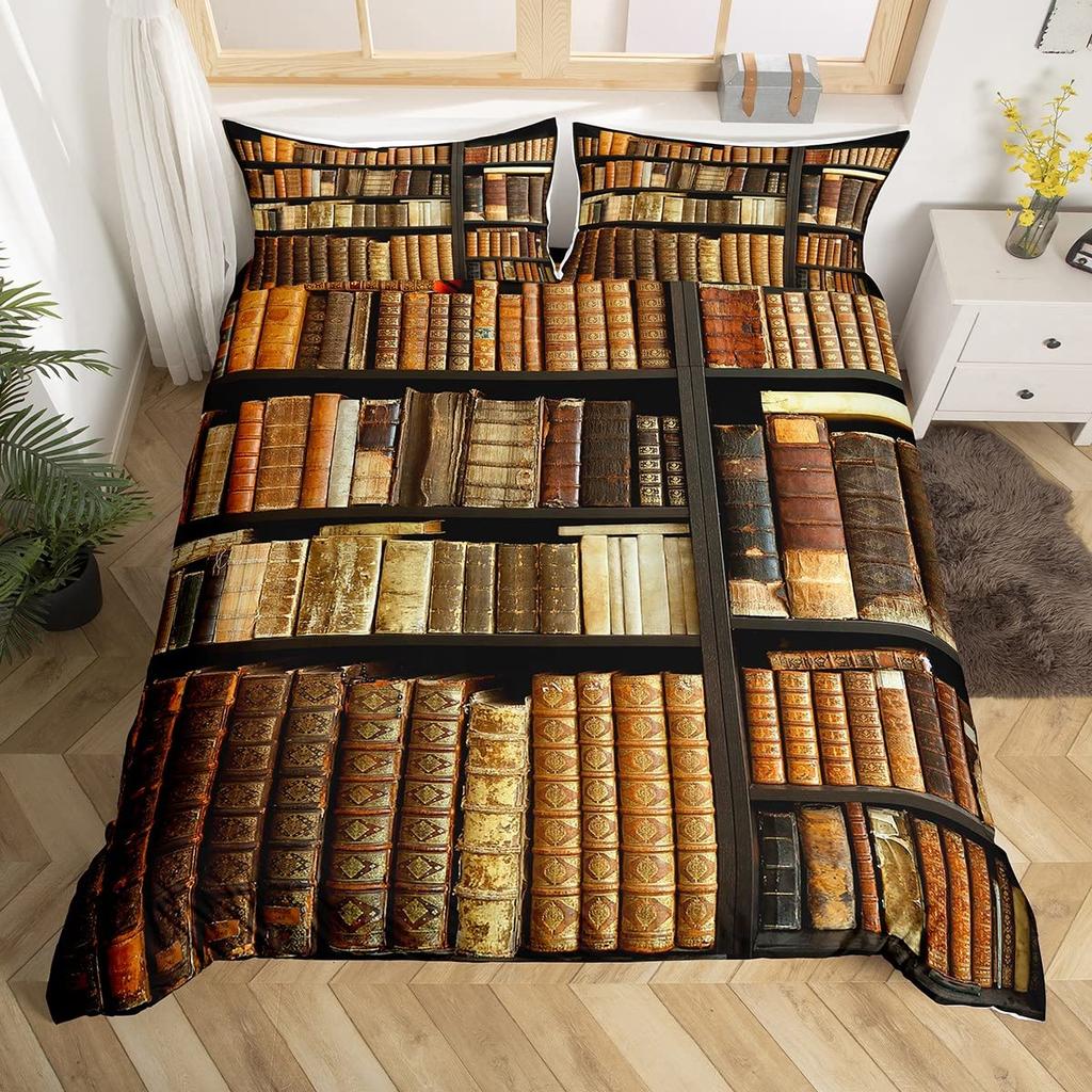 Library Duvet Cover Sets For Teens Queen King Twin Size Lightweight Down Room Decor 2 Pillowcases And 1 Duvet Cover No Comforter