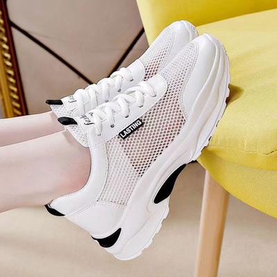 Mesh Shoes Women's Hollow Single Mesh Sports Shoes Breathable Low-top Summer Solid Color Running Shoes Mesh Dad Shoes