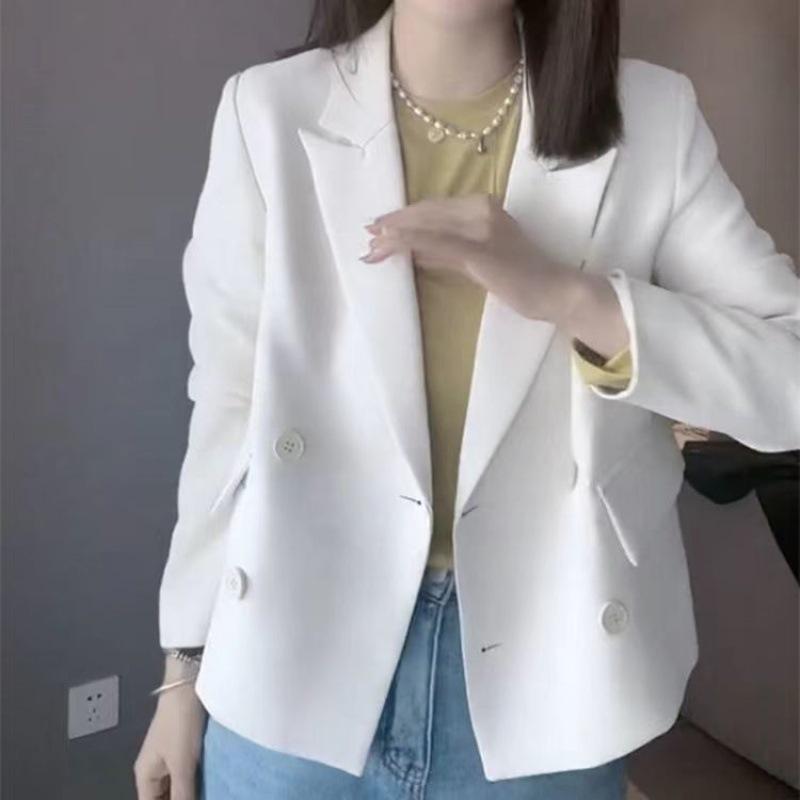 

Женский пиджак-блейзер класса люкс для миниатюрных - Модный тренд осени 2024 с подплечниками L 51-55kg слоновая кость