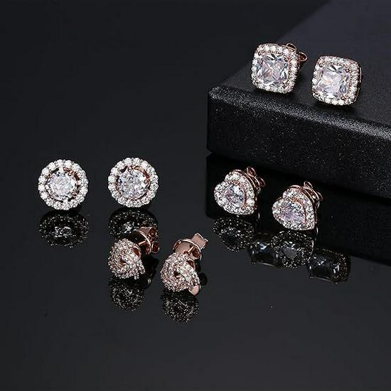 Elegant Rose Gold & Yellow Zircon Square Stud Earrings - Perfect Christmas Gift