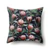 Polyester Pillowcase Nordic Ins Style Plant Flower Print Peach Leather Velvet Pillowcase Car Waist Cushion Cover