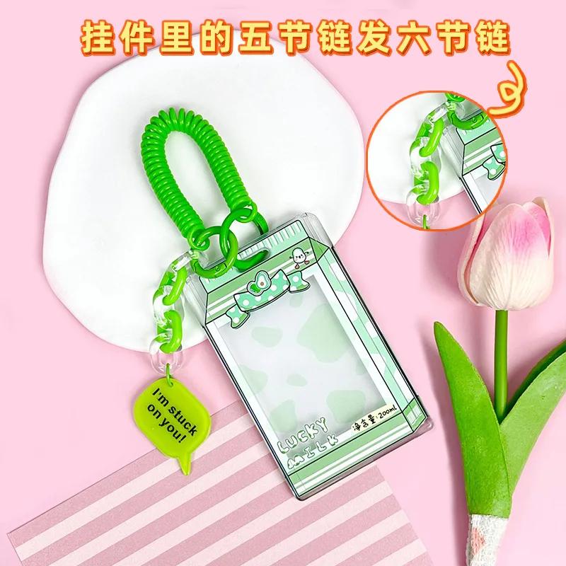 Student Fun Transparent Card Covers Spring Rope Cartoon Meal Card Case Game Cards Protection Covers Lanyard Credit Card Holder