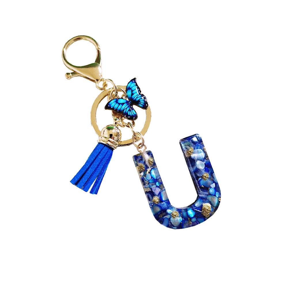 Sapphire Blue Butterfly Tassel Keychain Pendant