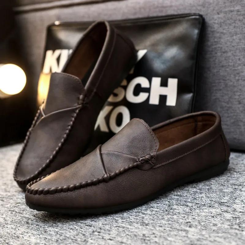Fashion Leather Shoes for Men Fashion 2024 Man Casual Shoe Slip-on New In Pu Shipping Free Legitimate Trend Elegant Promotion Adults