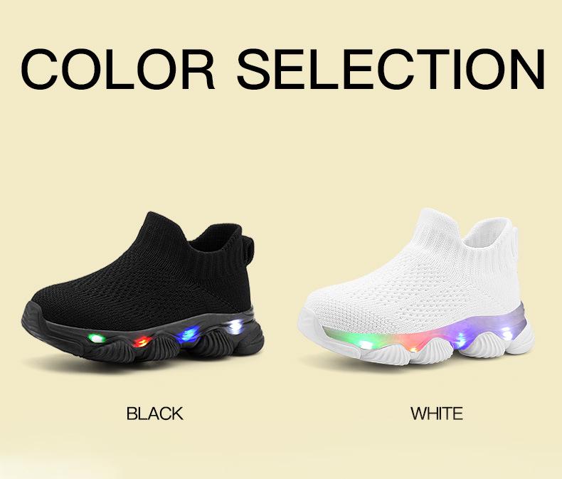 Pantofi Sport Cu Lumini pentru Copii, Tricotați Fly-Knit - Ultra-Ușori, Respirabili, Talpă Moale pentru Copii Mici