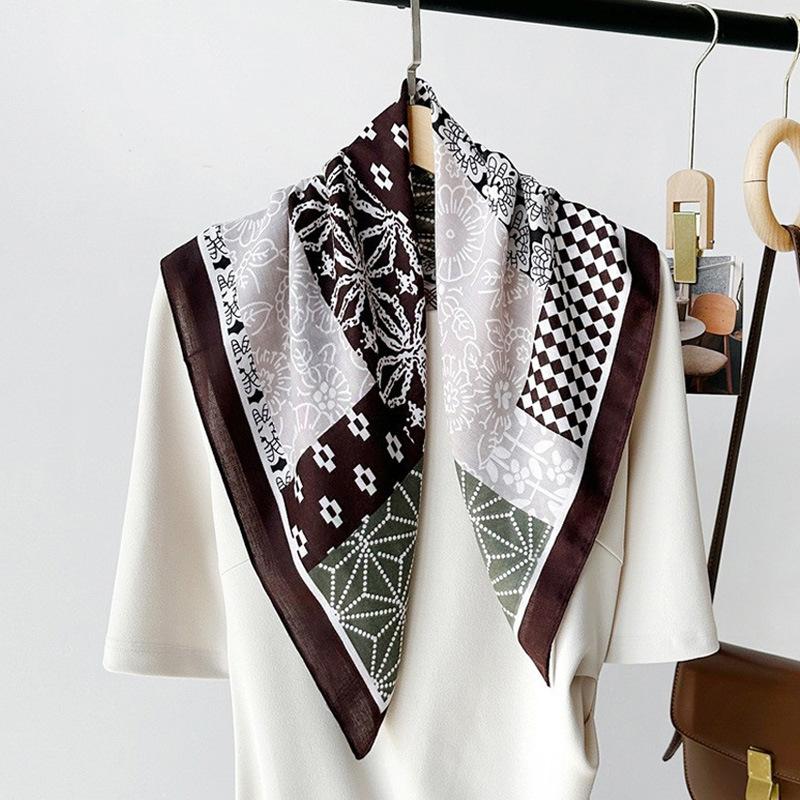 Ethnic Style Fashion Printed Silk Scarf 70 Simulation Silk Scarf Versatile Square Scarf Belt Silk Scarf Clothing Waist Seal Scarf