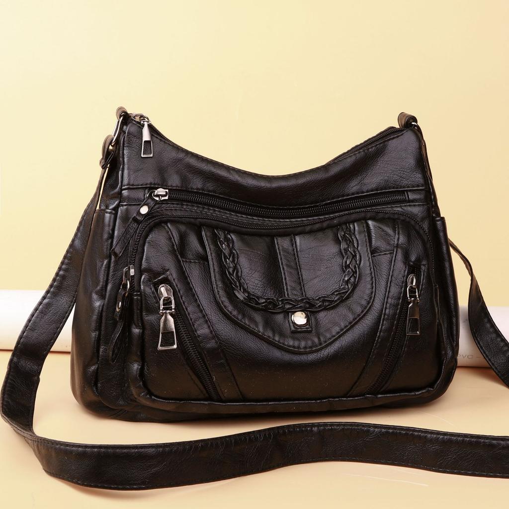 soft texture elegant ladies cross-body bag with fashiable shoulder strap, large capacity and multiple pockets, middle-aged