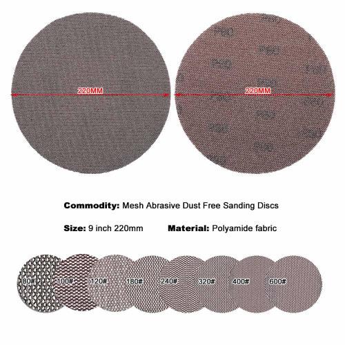9-inch 220mm Mesh Abrasive Dust-Free Sanding Disc, Anti-Suction, Dry Grinding Sandpaper, 80 To 320 Grit (Pack of 10)