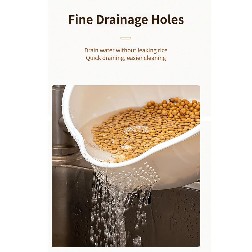 Practical Plastic Strainer Basket With Slanted Base And Side Draining Holes Kitchen Rice Washing Bowl Vegetable Colander