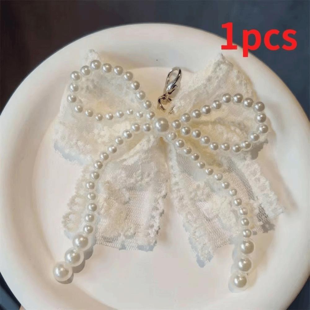 

DIY Pearl Bow Shoe Charms Bukcle Pin Lace Embroidery Bag Clothing Accessories for Sneaker Decorative бежевий