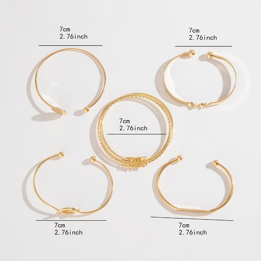 [NEW] 5pcs Set, Knotted Twist Wave Irregular Geometric Circular Stacked Bracelet, High-Quality Jewelry, Upgraded Fashion Bracelet