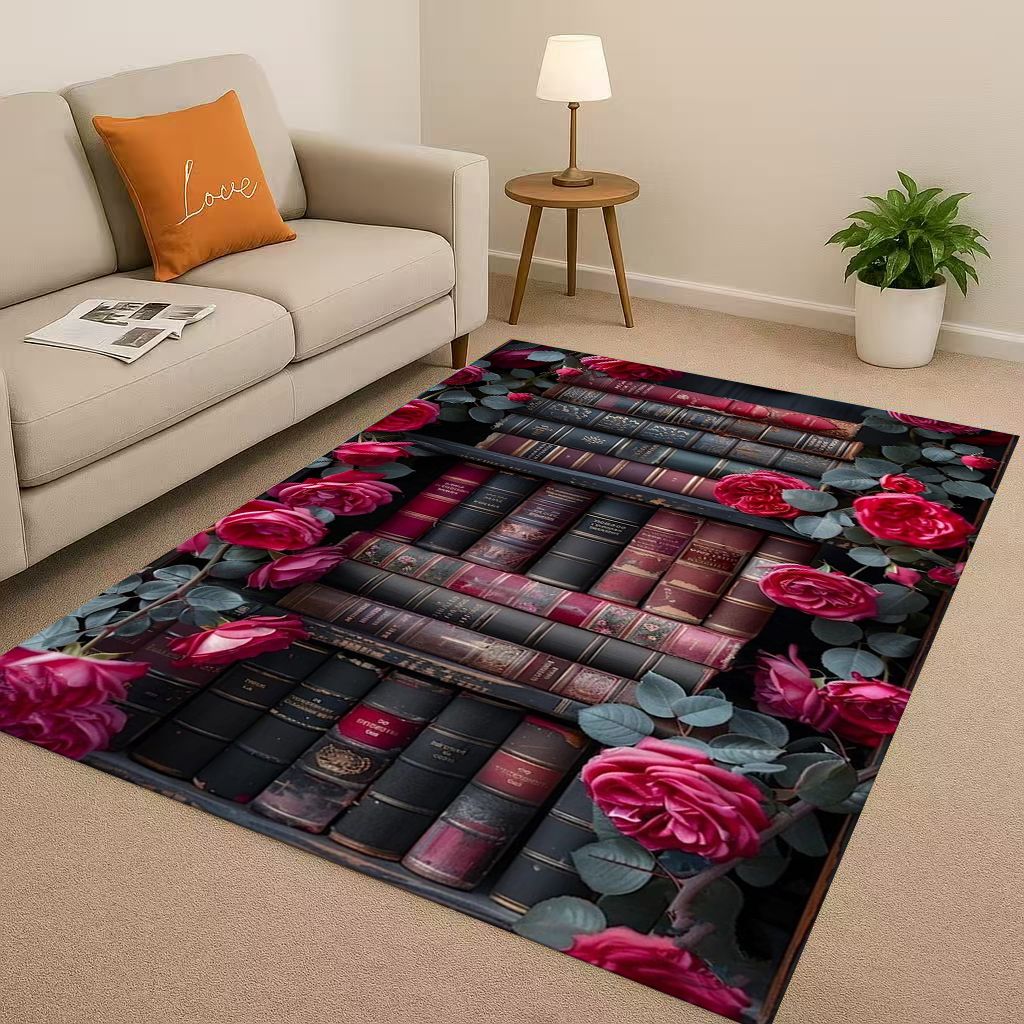 HD Magic Book Library Bookshelf Living Room Non Slip Area Rug Soft Carpet for Bedroom Sofa , Easy Clean Home Doormat Playmat