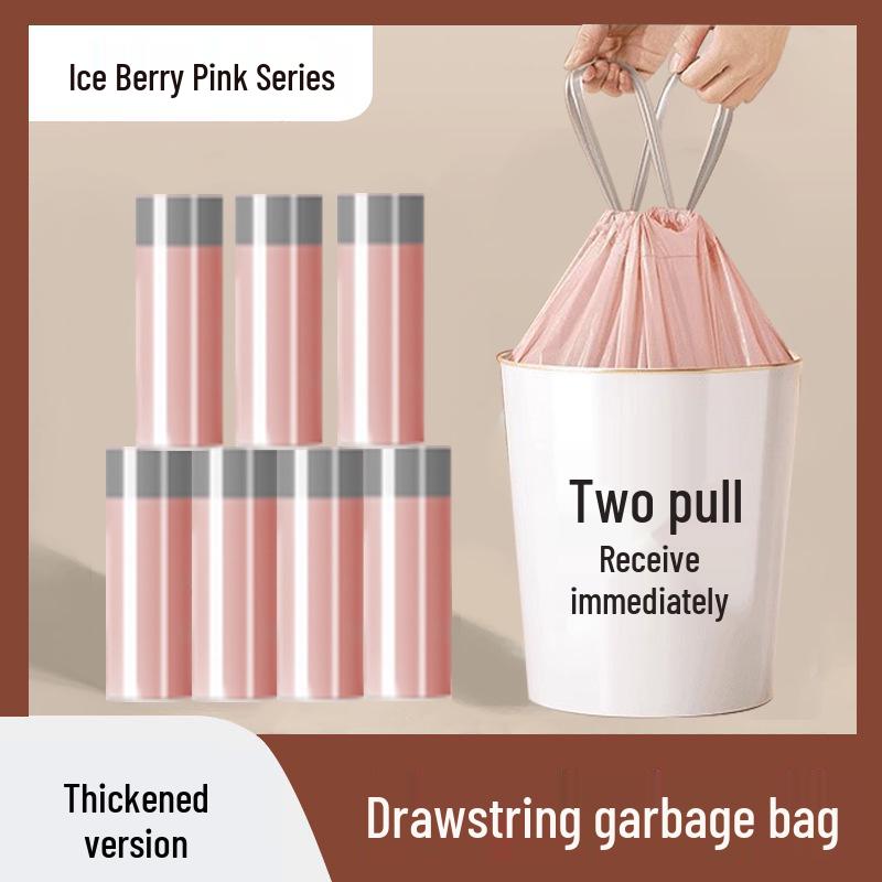 Large Pink Drawstring Garbage Bags for Kitchen and Dorm