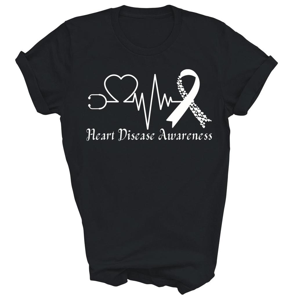 Heart Health Awareness Unisex T-Shirt Red Heart Graphic Support Casual Tee S-5XL