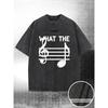 European Sizes Men's Washed T-shirt | Ayful Graphic Tee with Treble Clef and Musical Note Design - Minimalistic Style Black Background White Text