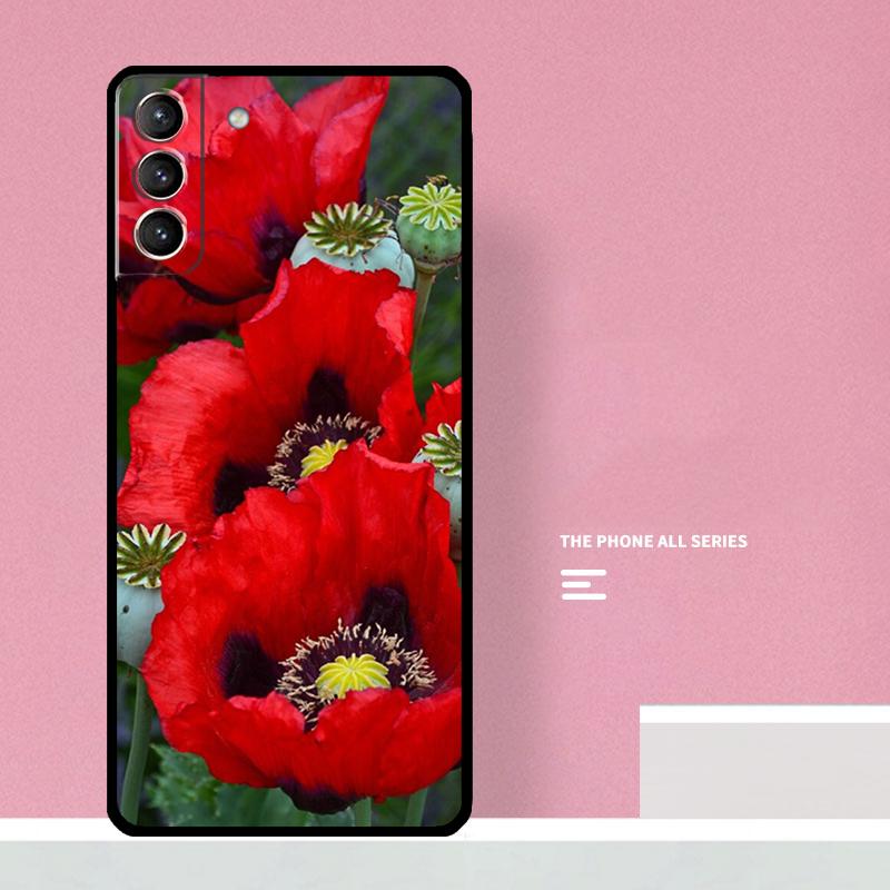 Poppy Flower Bloom Phone Case For Samsung Galaxy S25 S26 Ultra S20 S21 S22 S23 S24 S10 Plus S25 FE Cover Coque
