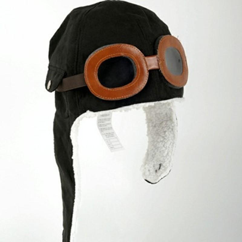 Korean Unisex Kids' Pilot Hat: Large Brim, Knitted, Velvet-Warm, Ear Protection