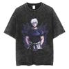 Pánské Harajuku Černé Prané Tričko Hip Hop Streetwear Japonské Anime Grafické Bavlněné Ležérní Tričko s Krátkým Rukávem Topy Tričko