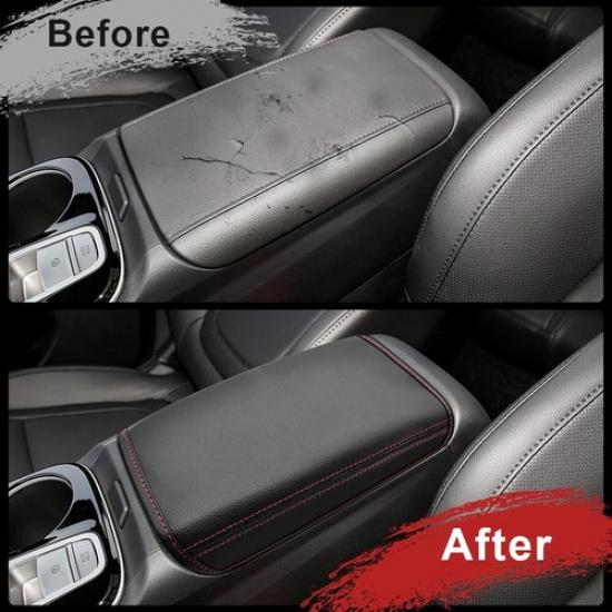 For Hyundai Tucson Armrest Cushion Pad Console PU Leather Cover Black