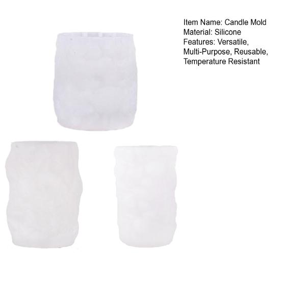 3Pcs Christmas Candle Silicone Mold for Epoxy Resin Plaster Concrete Reusable Xmas Theme Cylinder Mold for DIY Candle Holders Storage Containers