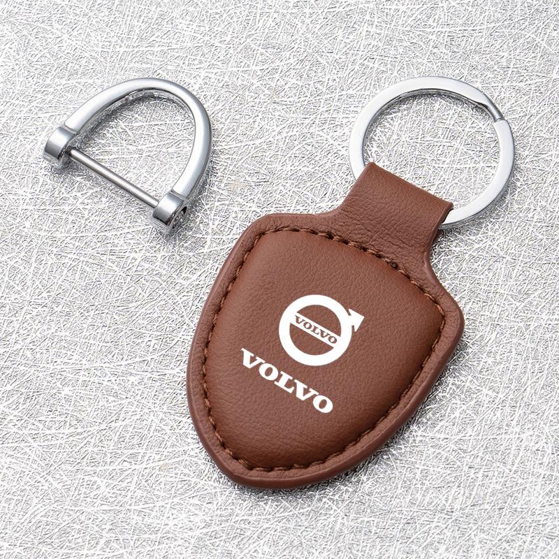 Leather Car Emblem Key Chain Ring Holder For Volvo RDesign XC90 XC60 S60 XC40 V60 V50 S40 XC70 C30 S70 Auto Keychain Accessories