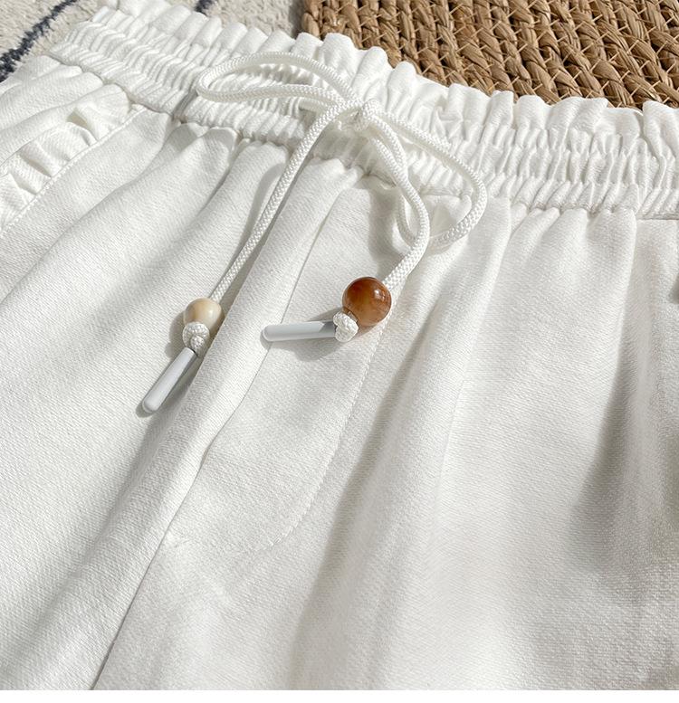 Women's Yellow Ruffled Wide-Leg Summer Shorts with Elastic Drawstring Waist