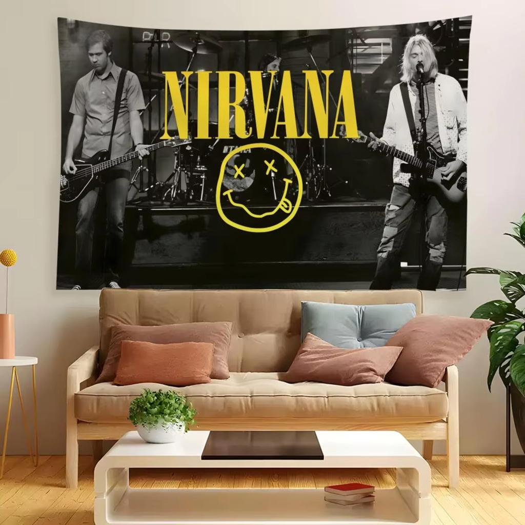 Alternative Rock Nnnirvana BAND Tapestry House Bedroom Living Bar Garden Microfiber Decoration Background