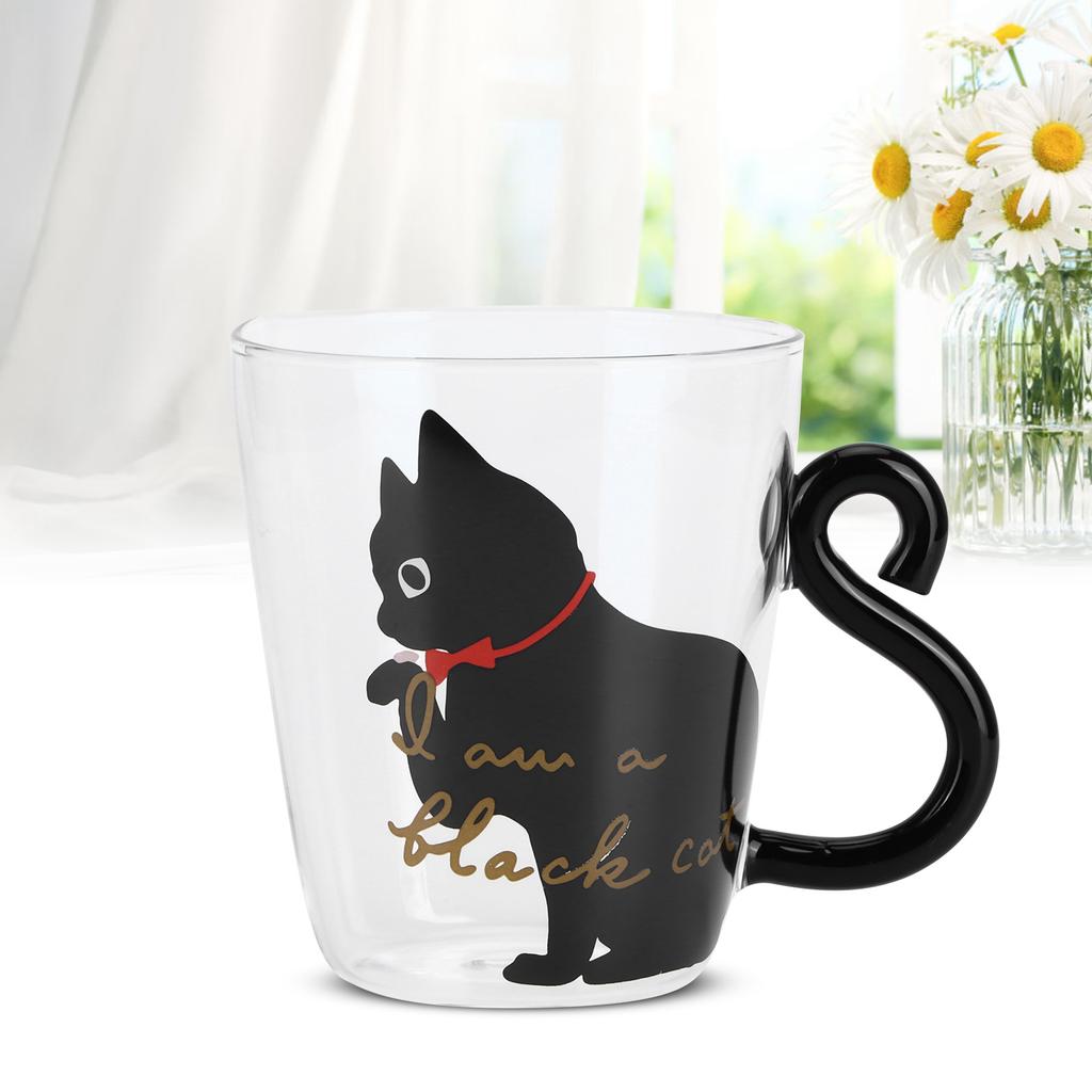 Katze Tasse Kaffee Milch Tee Wasser Glas Kinder Flasche Transparent Hitzebeständig Wiederverwendbare Becher(Weiße Katze )