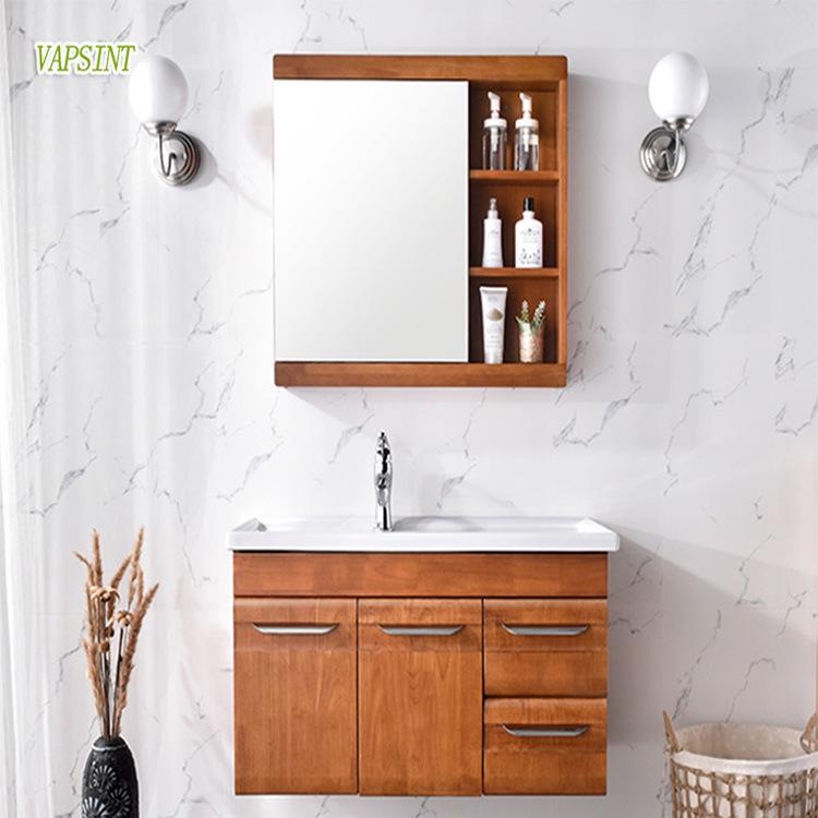 European-Style Floor-Standing Bathroom Vanity with PVC/Wood Veneer Finish