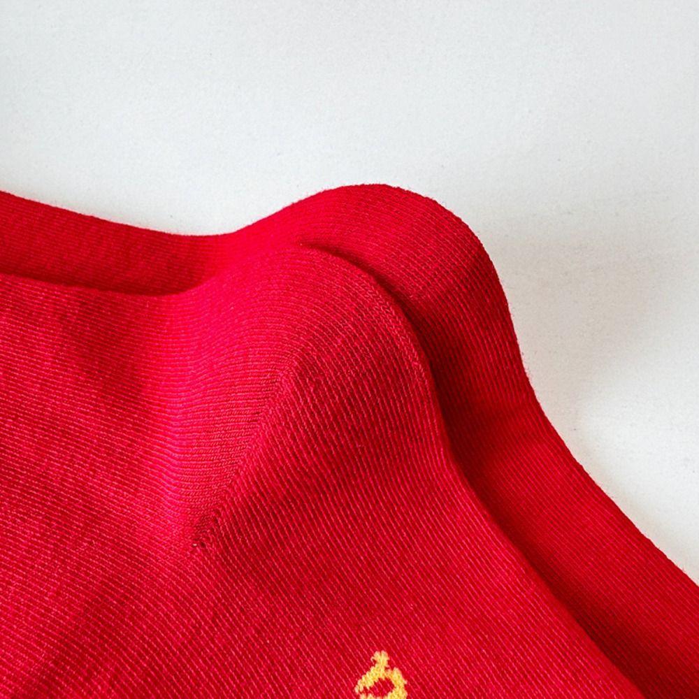 Good Luck New Year Red Sock Ruffle Tube Socks Women Cute Zodiac Year Socks  Autumn Winter