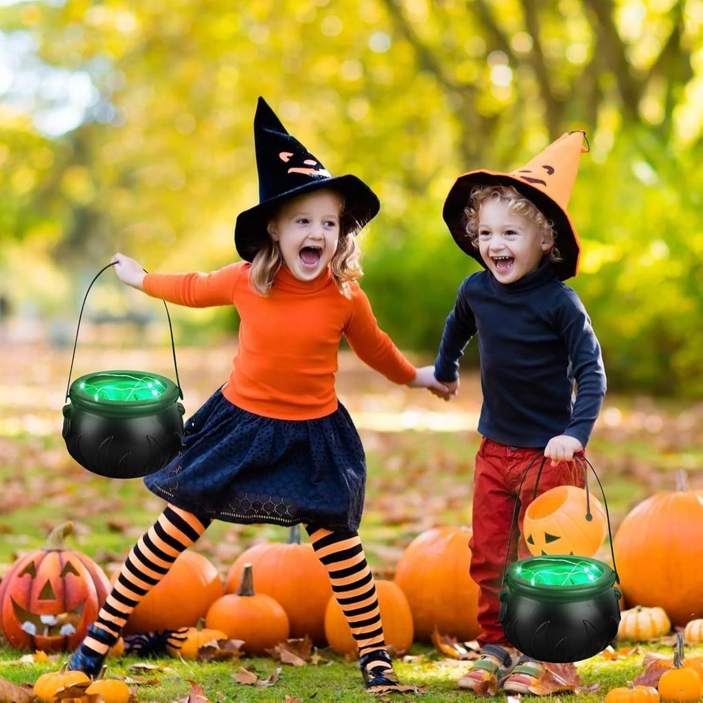 Halloween Party Decoration Witch With Light Pot Mist Plastic Bowl Decoration Candy Bucket Decoration