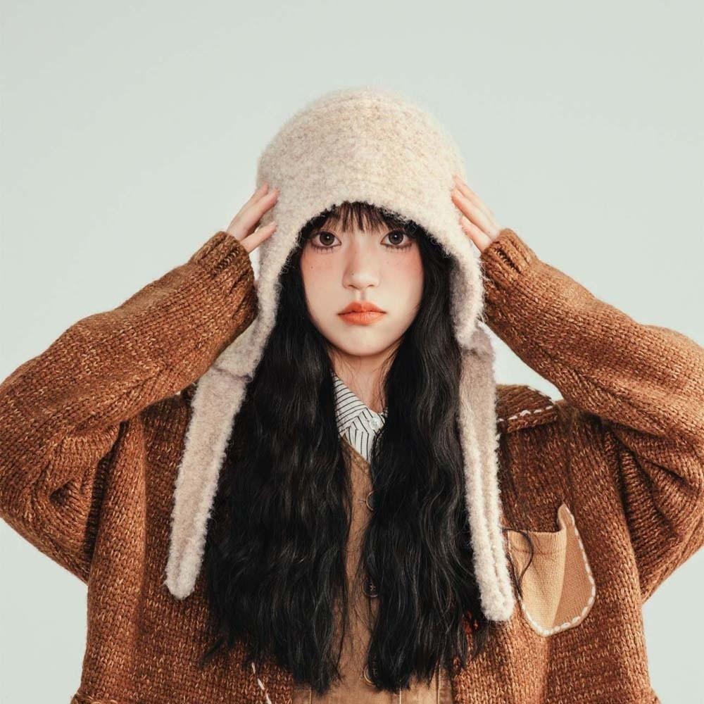 Double Side Knitted Hooded Cap Soft Winter Neckerchief Hat Fashion Neck Collar Beanies Cap Women