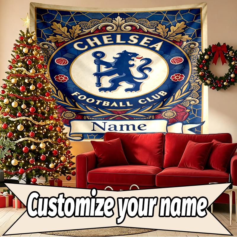 Custom Name Personalized Chelsea Football Club Print Tapestry, Wall Art Decor, Bedroom, Dorm, Apartment, LivingRoom, Party Backdrop, Gift for Birthday