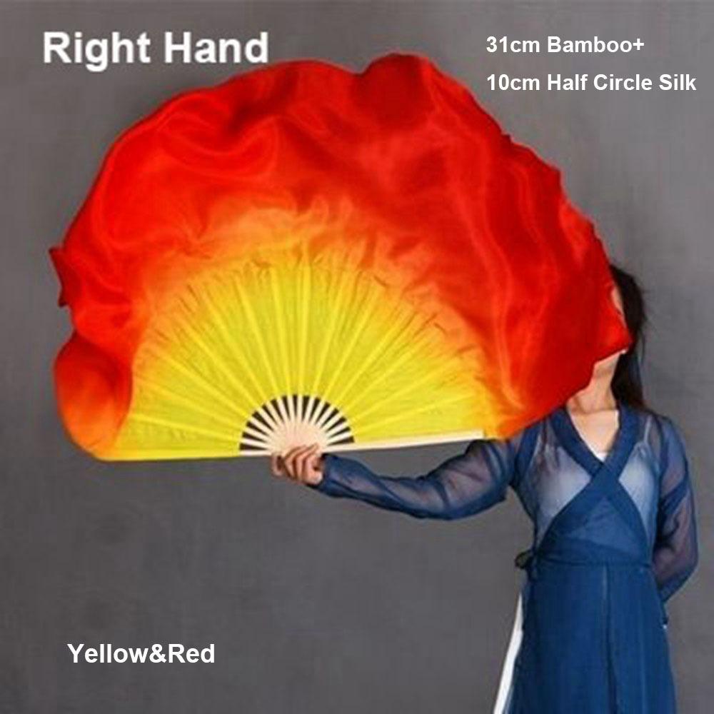 10cm Half Circle Silk Veil Chinese Short Bellydance Fan Hand Dye Adults Fan  Kid Women