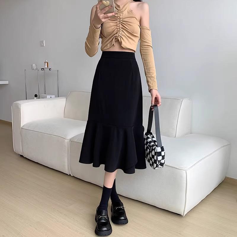 

Sense Spring/Summer 2024 Petite Fishtail Bodycon A-Line Midi Skirt L чёрный