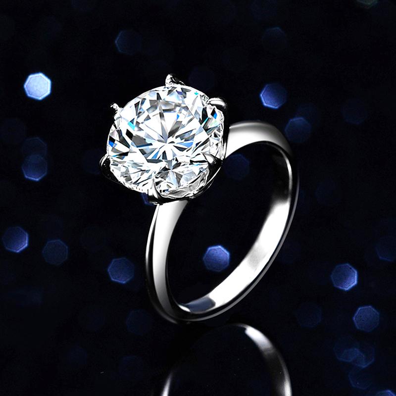 White Gold Plated 5ct Genuine Moissanite Solitaire Ring for Women Brilliant Cut 100% Solid Silver Wedding Womans Ring GRA