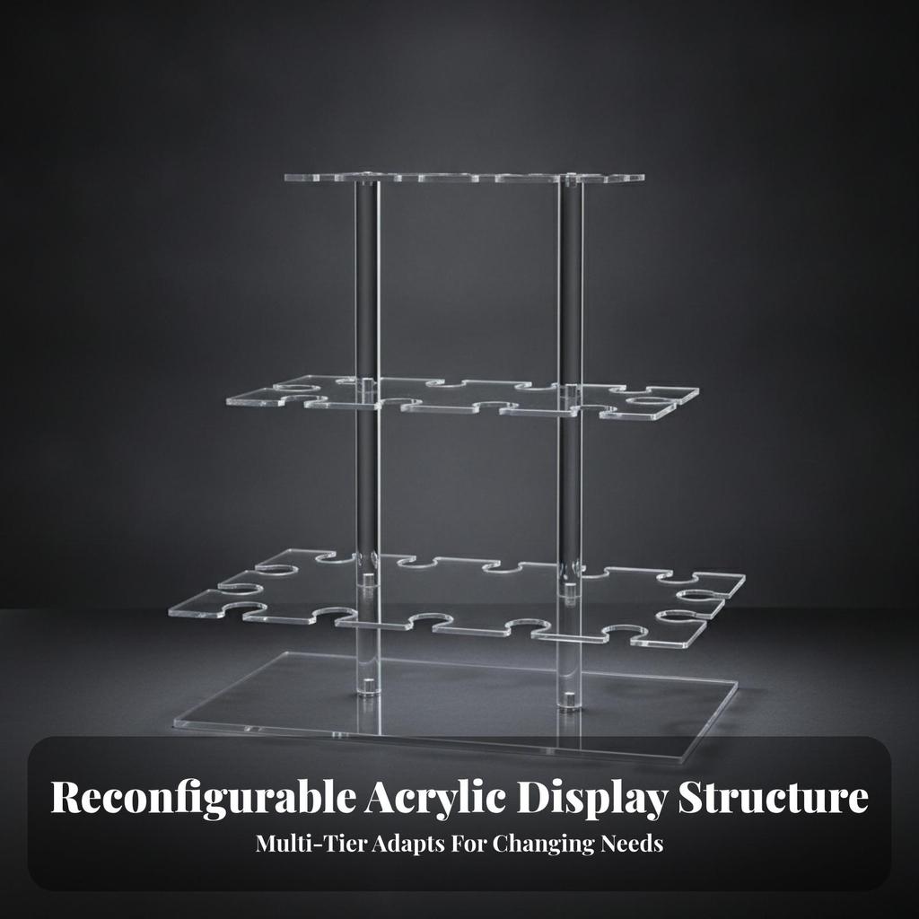 Acrylic Stemware Display Stand Decorative with Cutout Slots