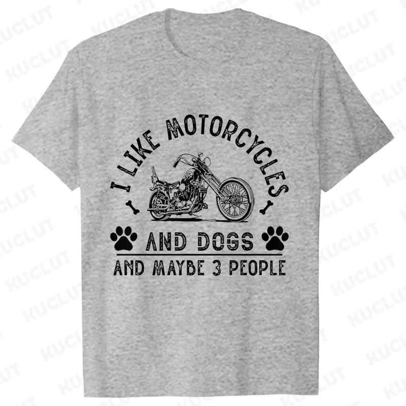 I Like My Motorcycle and Maybe 3 People T-Shirts Men Casual Loose Clothing Oversized Summer Fashion Tops Cartoon Mens Tshirts